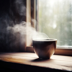 Aromatic Morning Elixir: Steaming Coffee Bliss Ai