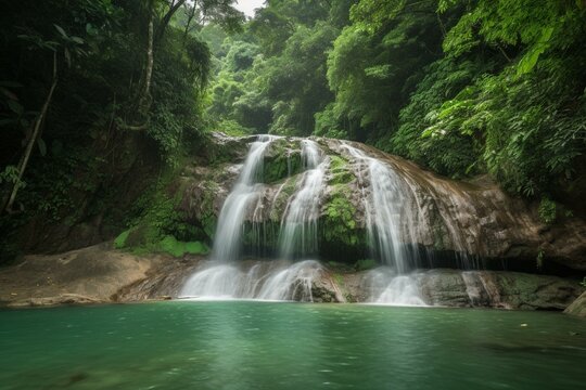 waterfall in panama. Generative AI © Mia