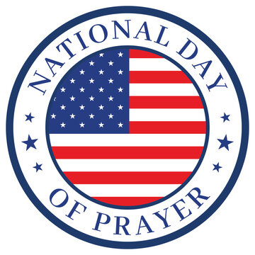 national day of prayer banner, background, badge, stamp, logo, tshirt, annual prayer day for united state of american nation, pray to God for wellness and happines vector illustration