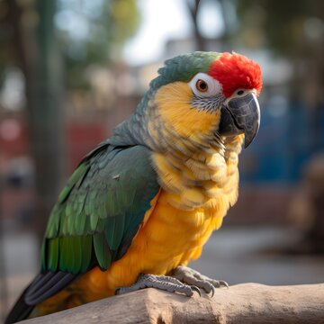 Portrait of a colorful macaw parrot, close-up, Generative Ai