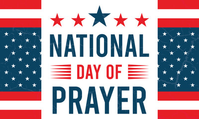 national day of prayer banner, background, badge, stamp, logo, tshirt, annual prayer day for united state of american nation, pray to God for wellness and happines vector illustration