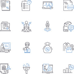 Market investigation line icons collection. Research, Analysis, Survey, Data, Insights, Trends, Consumer vector and linear illustration. Demographics,Competitor,Strategy outline signs set
