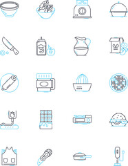 Comfort cooking linear icons set. Warmth, Nourishment, Coziness, Homey, Soothing, Satisfying, Indulgent line vector and concept signs. Relaxing,Comforting,Homestyle outline illustrations