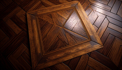 Wood texture background, retro aged parquet wood material, Generative AI