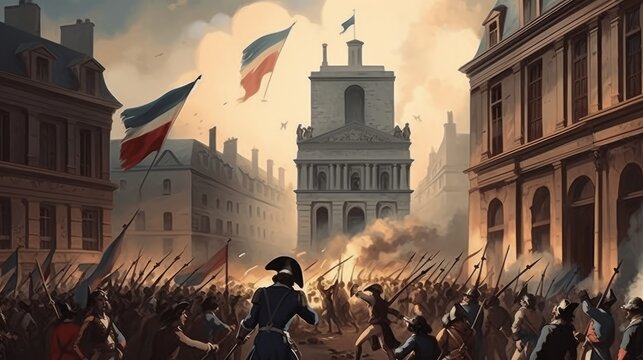 Bastille Day, French Revolution, battle. Generative AI