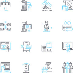 Branding strategy linear icons set. Identity, Perception, Differentiation, Consistency, Messaging, Positioning, Recognition line vector and concept signs. Promise,Story,Trust outline illustrations