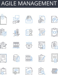 Agile management line icons collection. Election, Candidate, Platform, Rally, Debates, Issues, Vote vector and linear illustration. Campaign,Advertising,Fundraising outline signs set