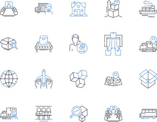 Order fulfillment line icons collection. Delivery, Shipping, Logistics, Inventory, Packaging, Warehousing, Dispatching vector and linear illustration. E-commerce,Returns,Tracking outline signs set
