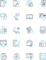Branding strategy linear icons set. Identity, Perception, Differentiation, Consistency, Messaging, Positioning, Recognition line vector and concept signs. Promise,Story,Trust outline illustrations