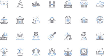 Ancestral records line icons collection. Genealogy, Heritage, Lineage, Pedigree, Family, Forebears, History vector and linear illustration. Roots,Descendants,Ethnicity outline signs set