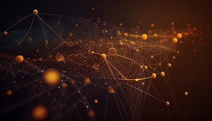 Fototapeta premium AI technology concept of abstract connected dots and lines, Generative AI