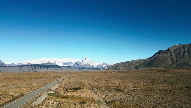 Aerial View of Fitz Roy Road to Fitz Roy, Patagonia