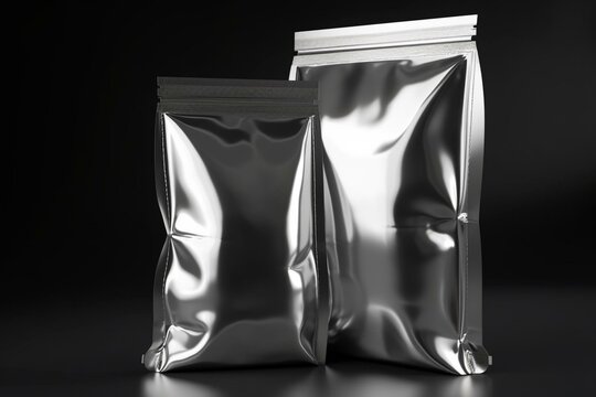 Foil package bag isolated with clipping path for mockup. Generative AI