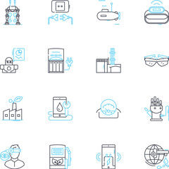 Overseas business linear icons set. International, Expansion, Export, Import, Logistics, Trade, Globalization line vector and concept signs. Partnerships,Market,Cultural outline illustrations