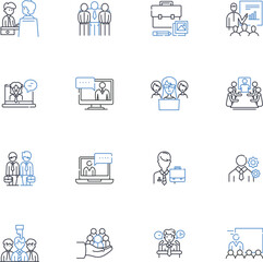 Corporate Oversight line icons collection. Accountability, Transparency, Regulation, Compliance, Ethics, Governance, Auditing vector and linear illustration. Monitoring,Risk,Management outline signs