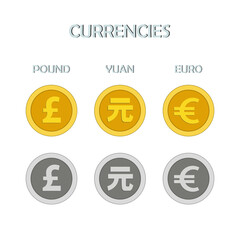 Set of currency icons and symbols