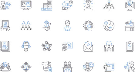 Career development line icons collection. Ambition, Aspiration, Growth, Progression, Advancement, Pathway, Fulfillment vector and linear illustration. Careerism,Stability,Achievement outline signs set