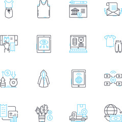 Cashless payment linear icons set. Digital, Contactless, Mobile, NFC, Wallet, Transfer, Electronic line vector and concept signs. Cardless,Instantaneous,Secure outline illustrations