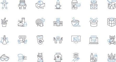 Boutique trade line icons collection. Fashion, Luxury, Unique, Charm, Glamour, Style, Sophistication vector and linear illustration. Elegance,Chic,Exclusive outline signs set