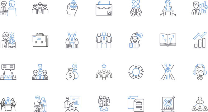 Interpersonal skills line icons collection. Communication, Listening, Empathy, Cooperation, Collaboration, Compassion, Respect vector and linear illustration. Emotional intelligence,Conflict