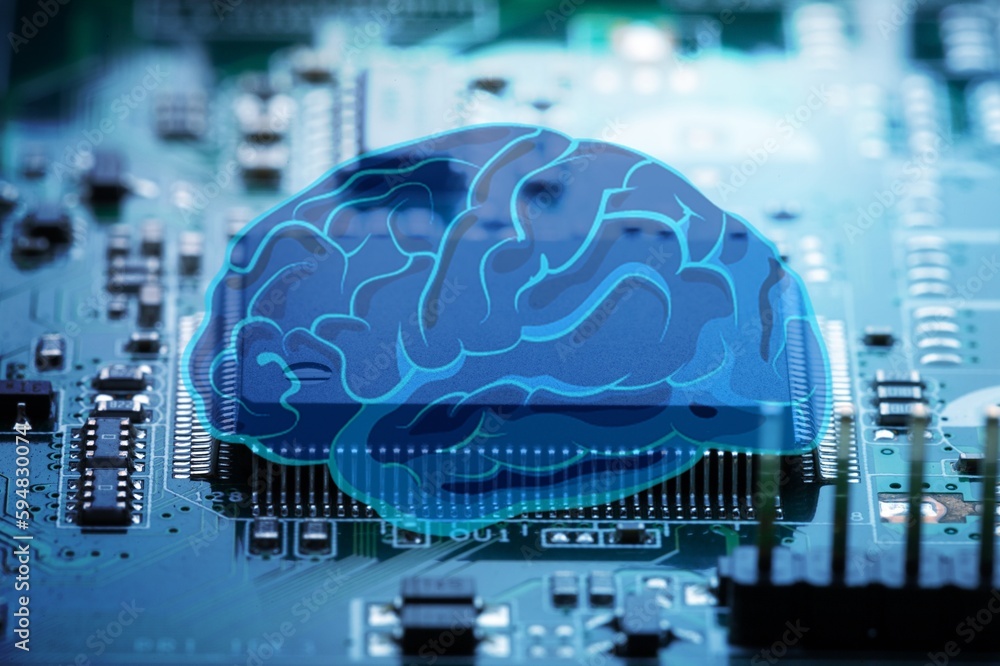 Poster ai processor, artificial intelligence digital background
