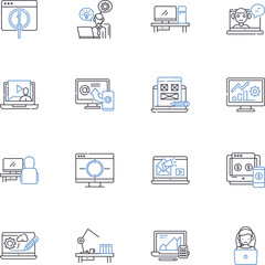 Interaction line icons collection. Engagement, Communication, Cooperation, Dialogue, Connection, Participation, Collaboration vector and linear illustration. Association,Integration,Conversation