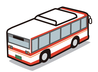 バス車両、後ろ斜め上から見たベクターイラスト