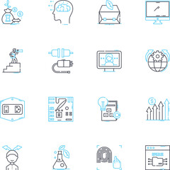 Cyberspace entrepreneurship linear icons set. Disruption, Innovation, Opportunity, E-commerce, Virtual, Digital, Nerk line vector and concept signs. Connectivity,Startup,Technology outline