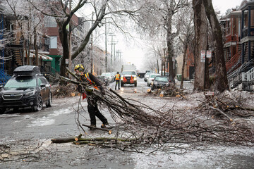 Montreal ravaged by a ice storm. - 594831883