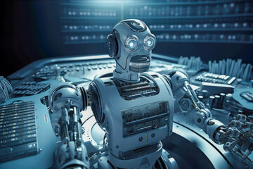 Fototapeta premium robot automation background, illustration, generative ai