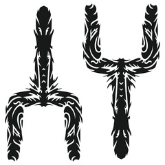 Beautiful hand drawn Y letter typography tattoo