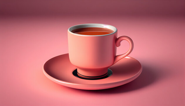 Stylish espresso cup on vibrant pink background for your coffee break, Generative AI