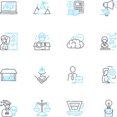 Campaign inception linear icons set. Activation, Branding, Brainstorming, Conceptualization, Creation, Development, Discovery line vector and concept signs. Launch,Marketing,Origin outline