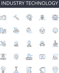 Industry technology line icons collection. Manufacturing, Engineering, Production, Science, Research and Development, Innovation, Automation vector and linear illustration. Robotics,Information