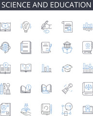Science and education line icons collection. knowledge, intelligence, learning, comprehension, understanding, expertise, wisdom vector and linear illustration. insight,instruction,tutelage outline
