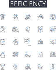 Efficiency line icons collection. Speediness, Productiveness, Promptness, Competence, Proficiency, Agility, Quickness vector and linear illustration. Swiftness,Effectualness,Powerfulness outline signs