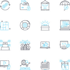 Customer analysis linear icons set. Demographics, Psychographics, Behavior, Insights, Attitudes, Segmentation, Persona line vector and concept signs. Purchase,Loyalty,Satisfaction outline