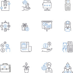 Income Management line icons collection. Budgeting, Savings, Expenses, Debt, Planning, Cash flow, Investment vector and linear illustration. Retirement,Income,Credit outline signs set