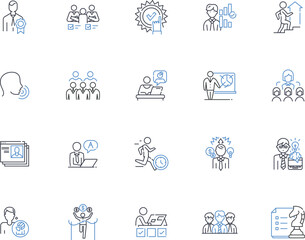 Sorority line icons collection. Sisterhood, Greek, Bond, Friendship, Unity, Tradition, Leadership vector and linear illustration. Philanthropy,Rituals,Social outline signs set