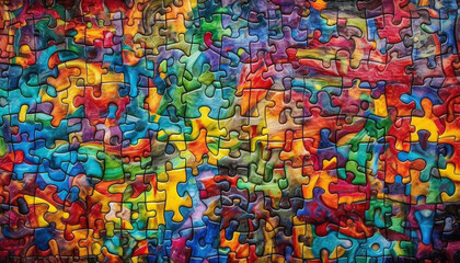 Fototapeta na wymiar Colorful jigsaw puzzle brings order and leisure generated by AI