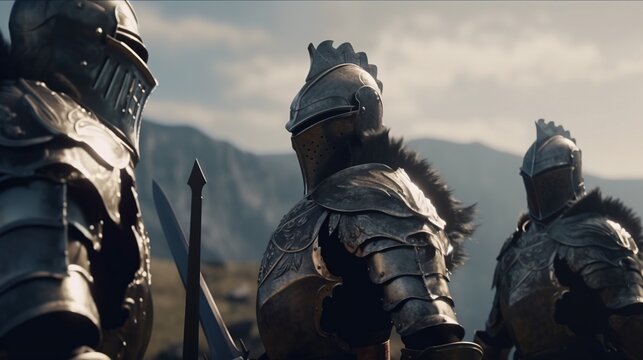 victorious knights, digital art illustration, Generative AI