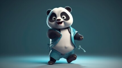 Fototapeta premium Funny panda dancing. Created with generative AI.