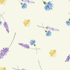 simple watercolor spring flower seamless pattern