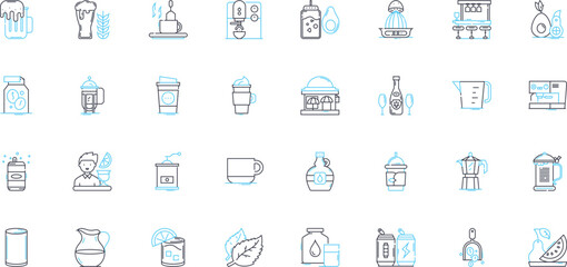 Explore and discover linear icons set. Adventure, Voyage, Quest, Investigate, Uncover, Examine, Inspect line vector and concept signs. Analyze,Study,Observe outline illustrations