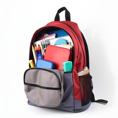 school bag with supplies