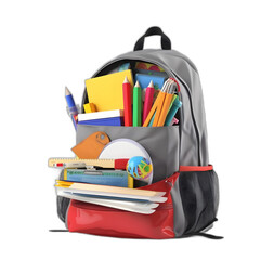 school bag with supplies