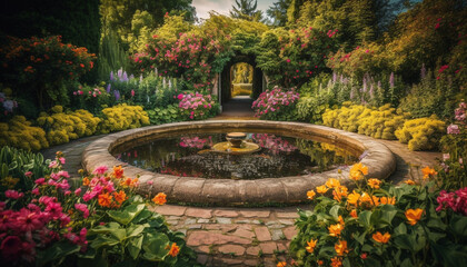 Obraz premium A formal garden with beauty in nature generated by AI