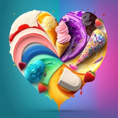 ice cream heart, Generative AI