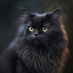 Hairy black cat, Generative AI