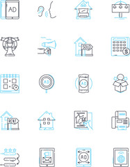 Communication interaction linear icons set. Dialogue, Exchange, Connect, Converse, Engagement, Collaboration, Nerking line vector and concept signs. Discourse,Rapport,Interplay outline illustrations